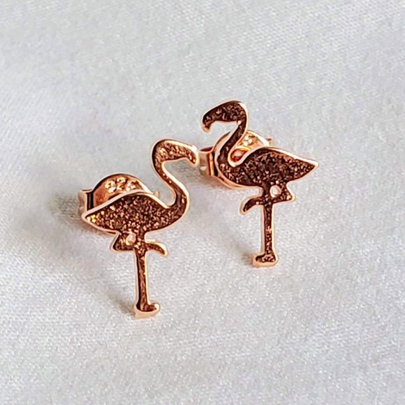 Rose Flamingo Earrings - Picture 4 of 6